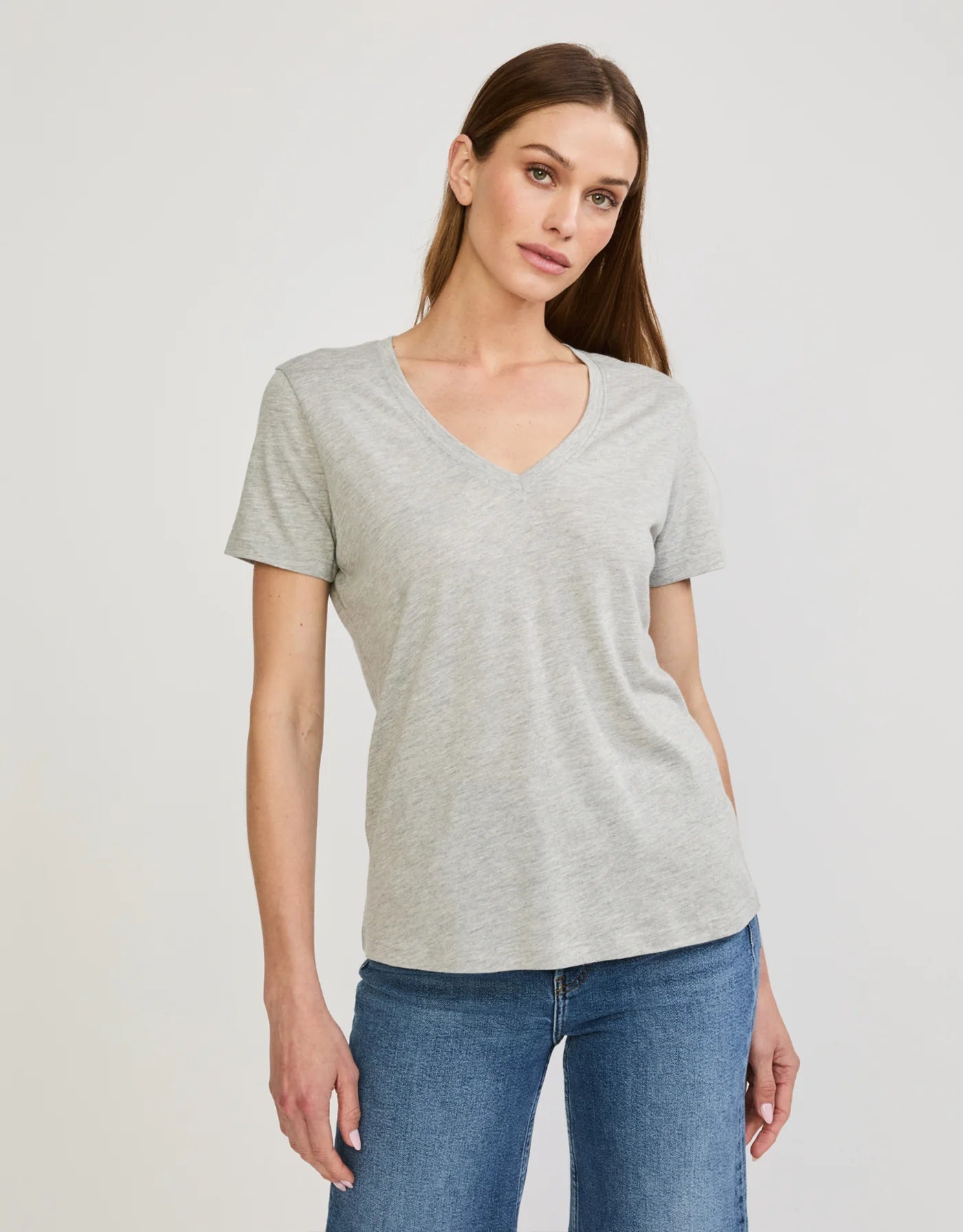 Charleston V-Neck Tee - Heather Grey