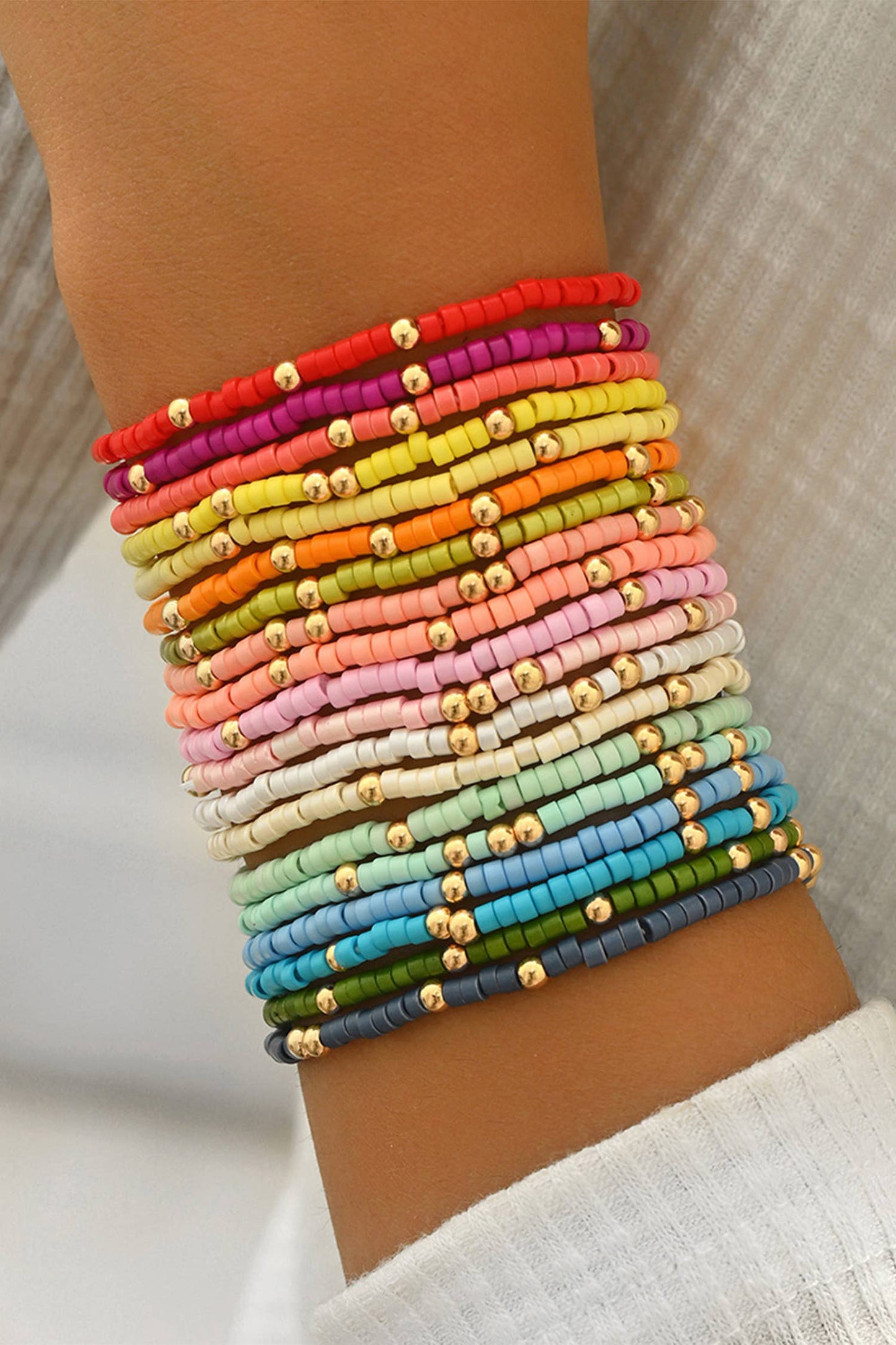 Colorful Bead Stretch Bracelet Set | 19pcs