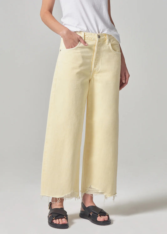 Ayla Raw Hem Crop - Limocello