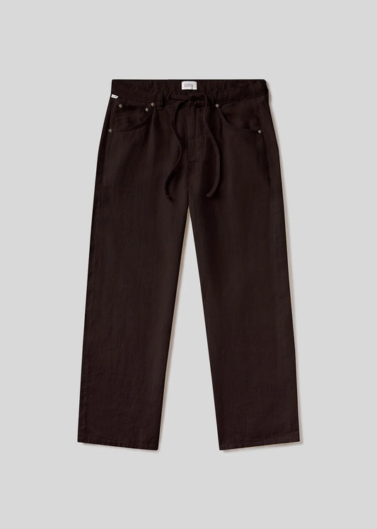 Brynn Drawstring Trouser - Chocolate Linen
