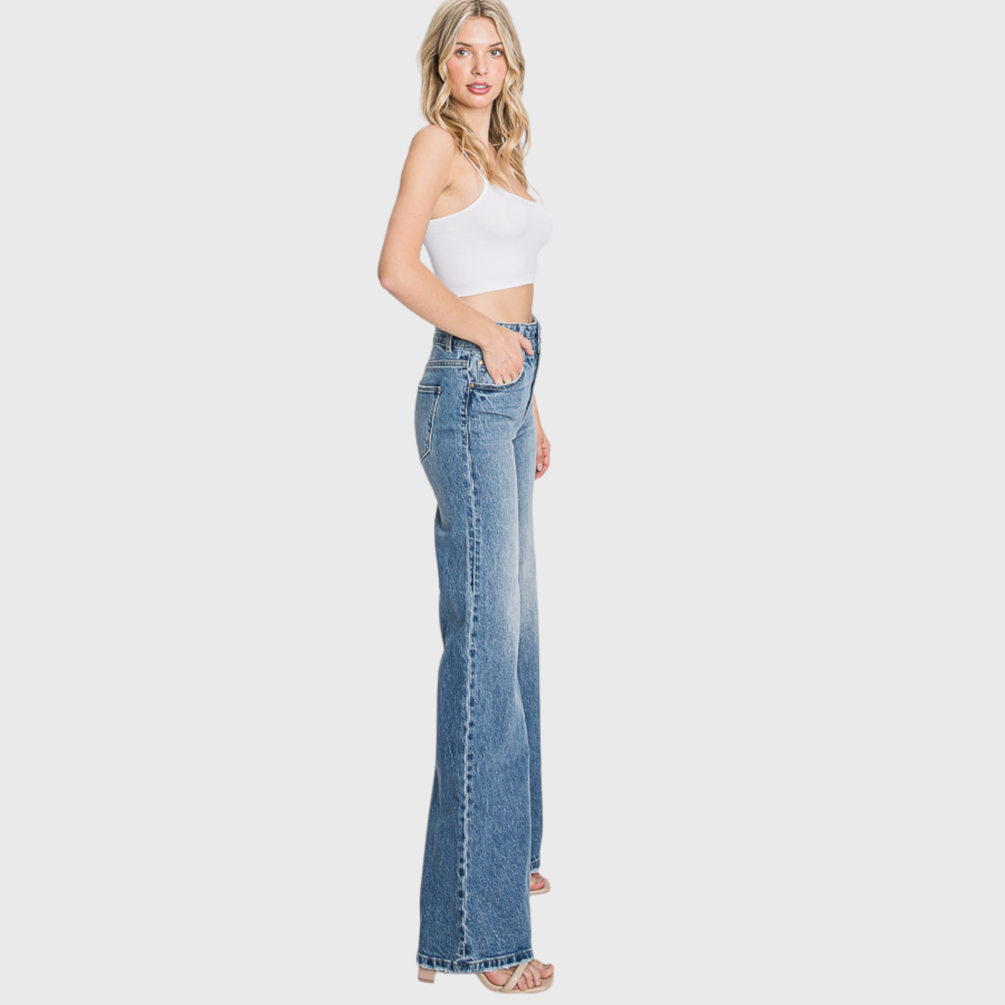 High Waisted Wide Leg Vintage Wash