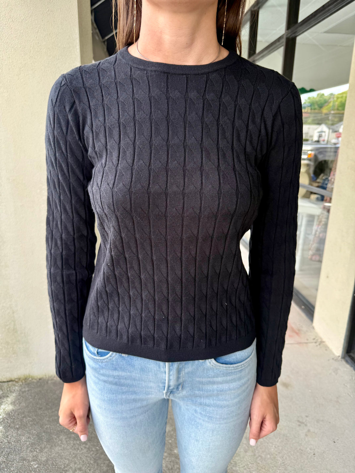 Cable Knit Sweater - Black