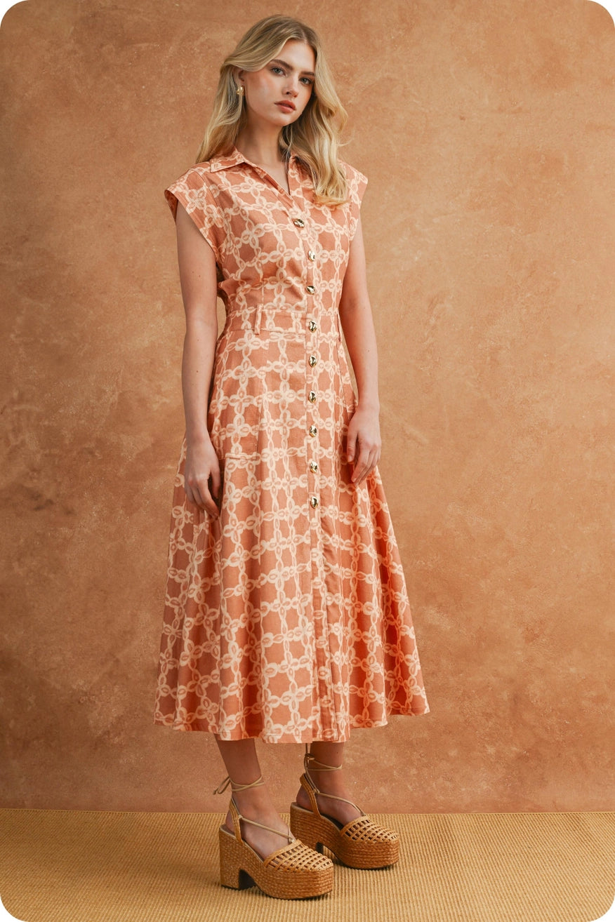 Chainlink Print Midi Dress