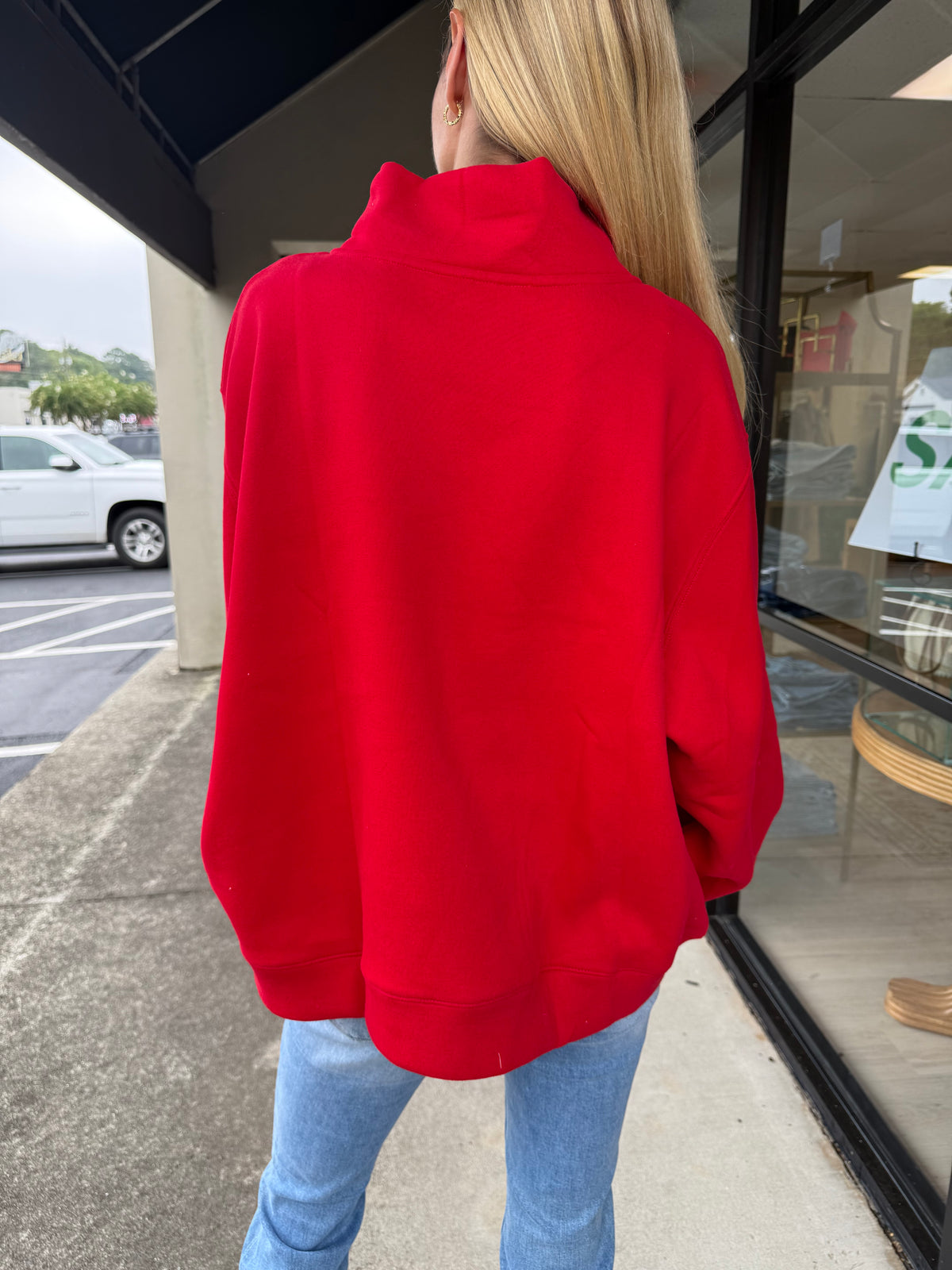 Red Cursive Georgia Mock Neck Sweatshirt