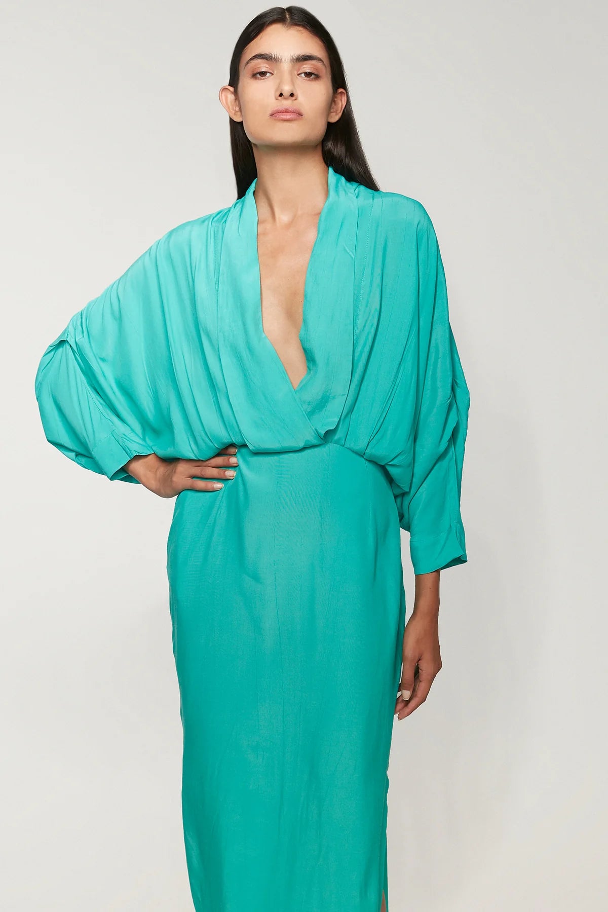 Plunge Dress - Aquamarine