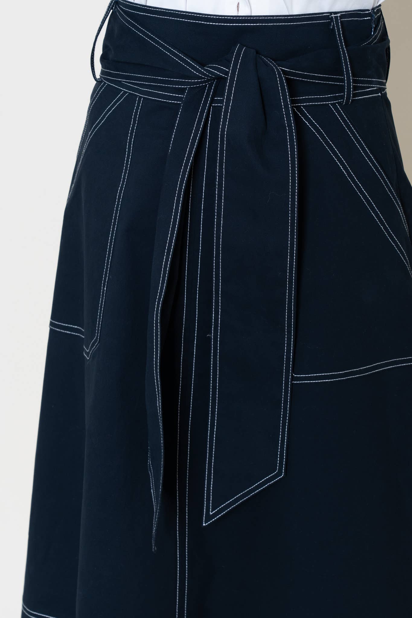 Navy Midi Skirt w/White Stitch Skirt