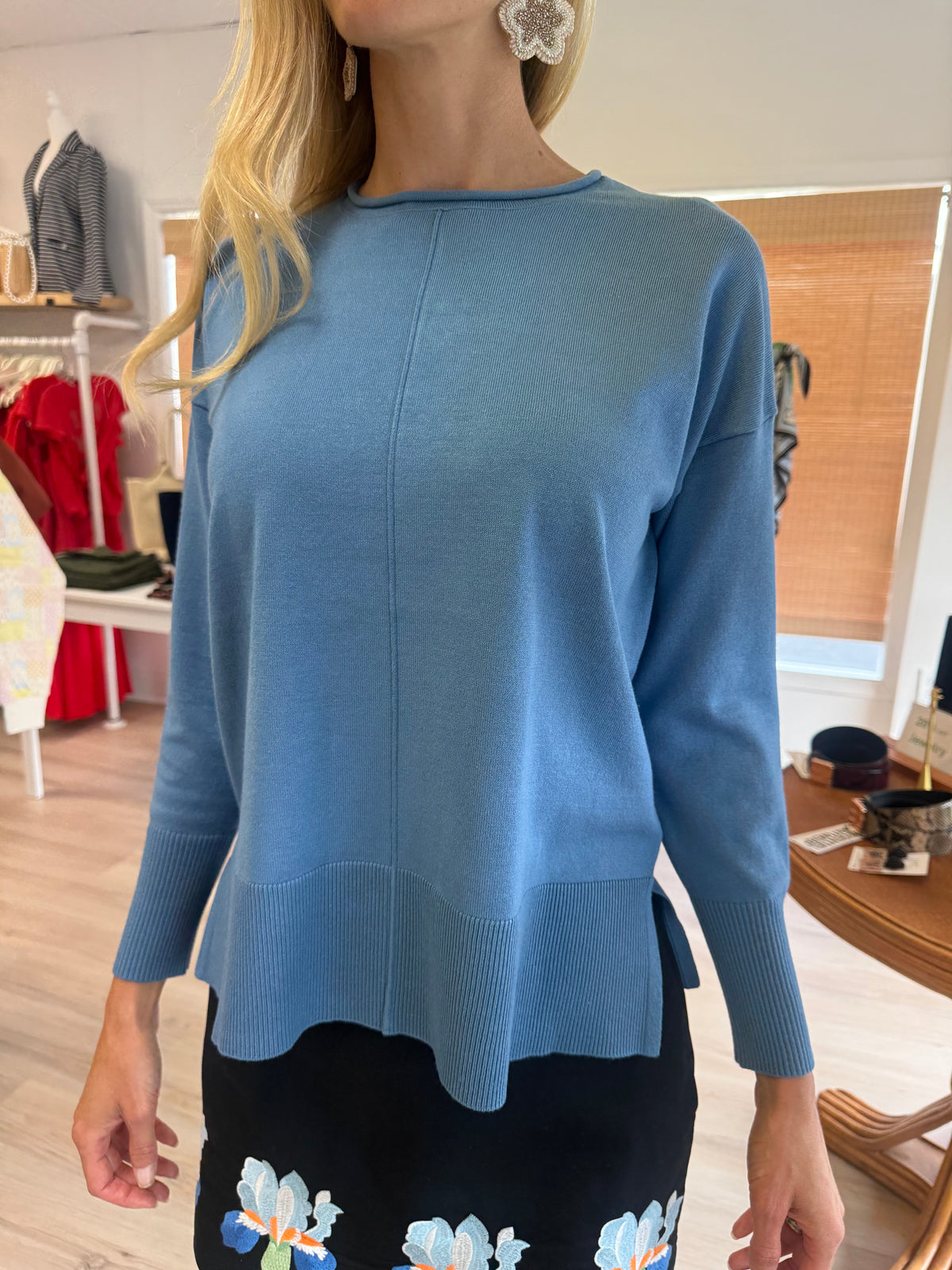 Roll Neck Sweater - Blue