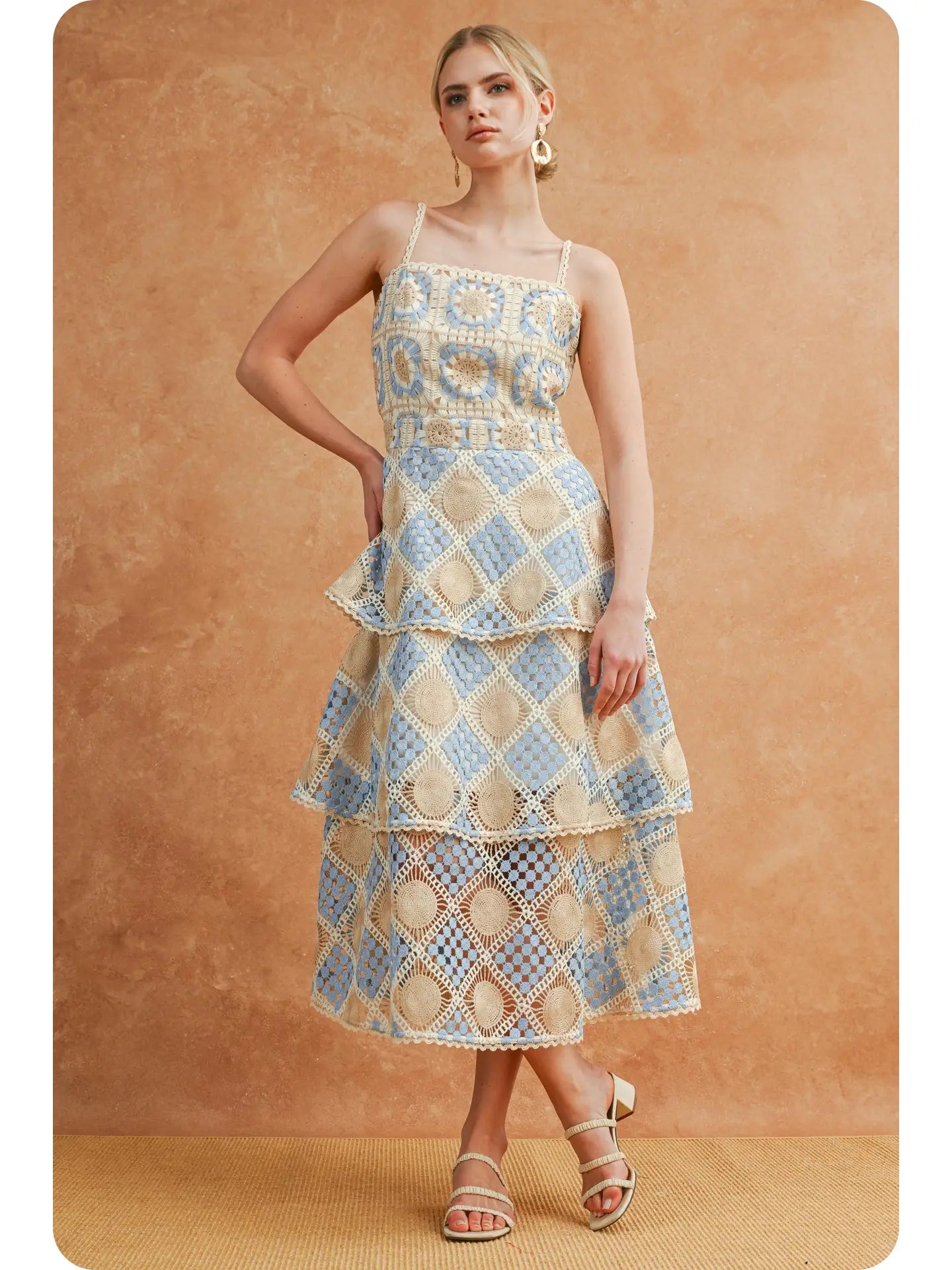 Two Tone Crochet Midi Dress