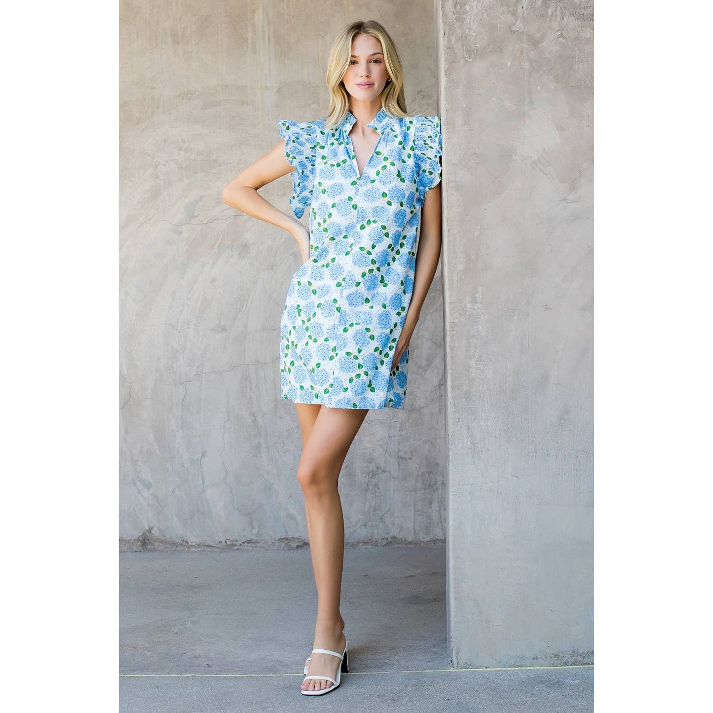 Flutter Sleeve Flower Print Dress