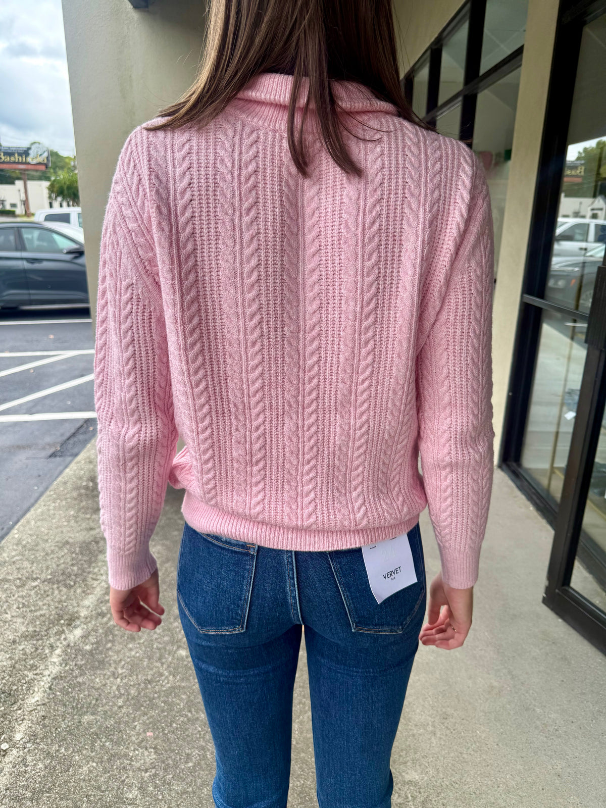 Pink Knit Quarter Zip