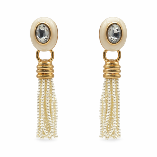 Grace Mother Of Pearl Resin Earrings With Pearl Removable Drop
