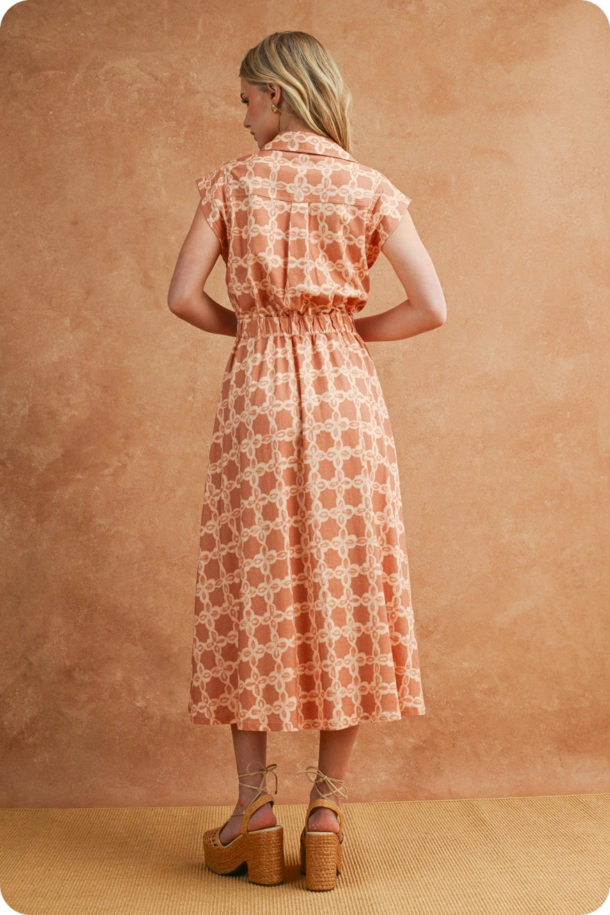 Chainlink Print Midi Dress