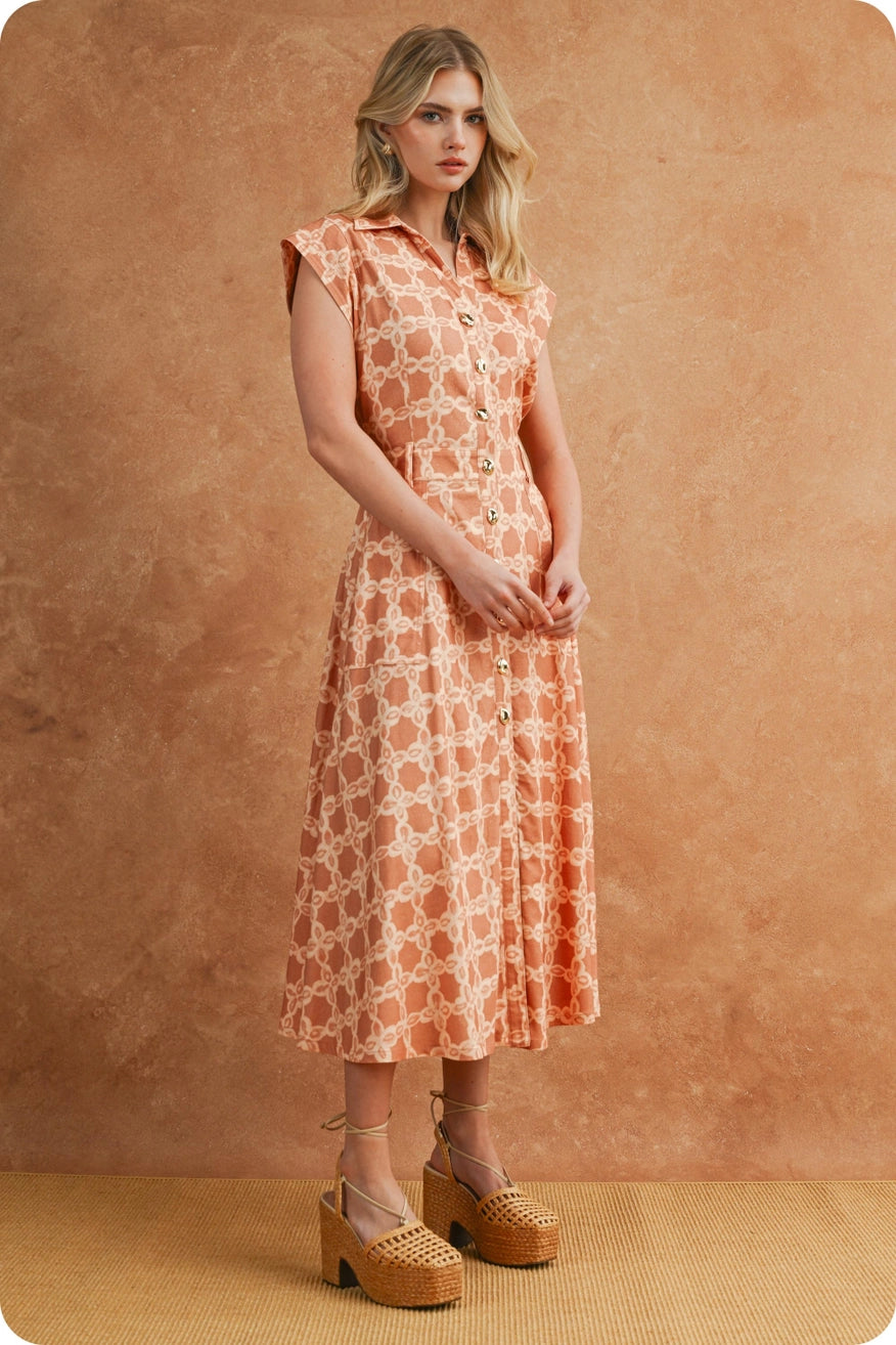 Chainlink Print Midi Dress