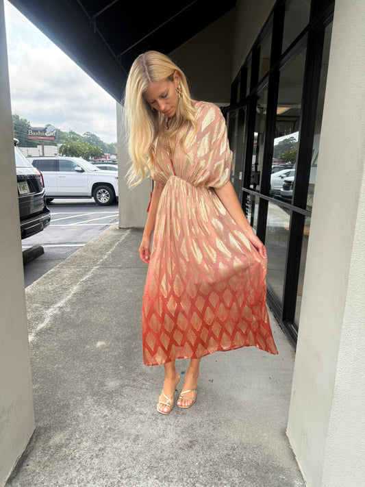 Sandstone Lurex Ombre Maxi Dress