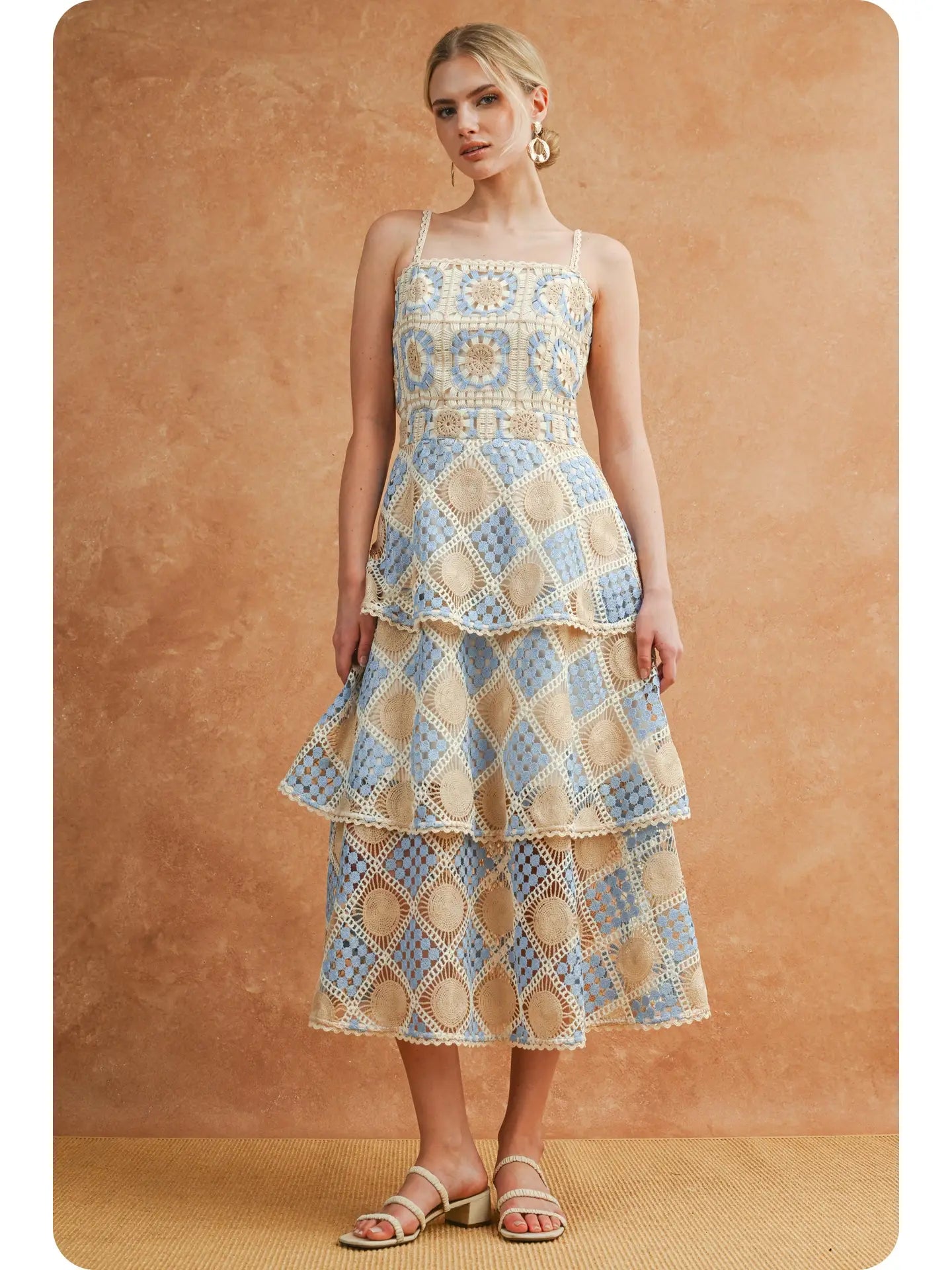 Two Tone Crochet Midi Dress