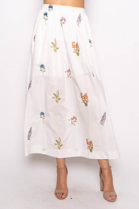 White Floral Maxi Skirt