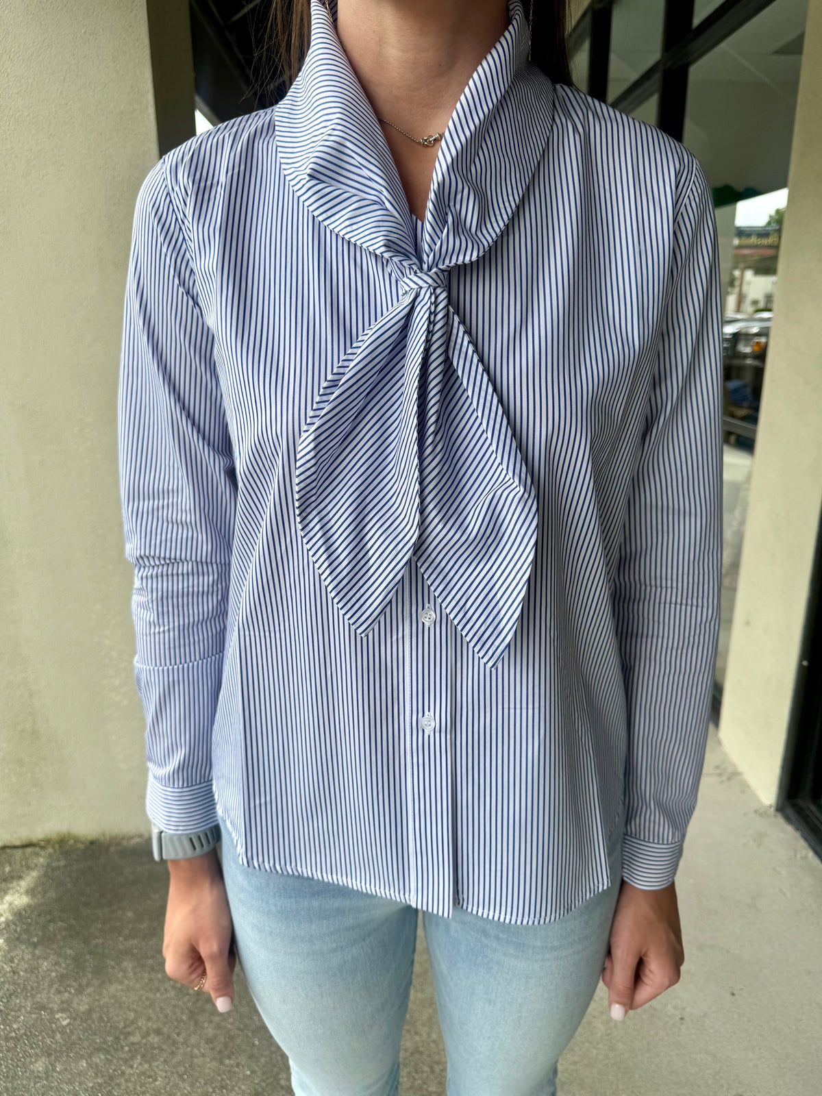 Blue/White Stripe Sailor Knot Top