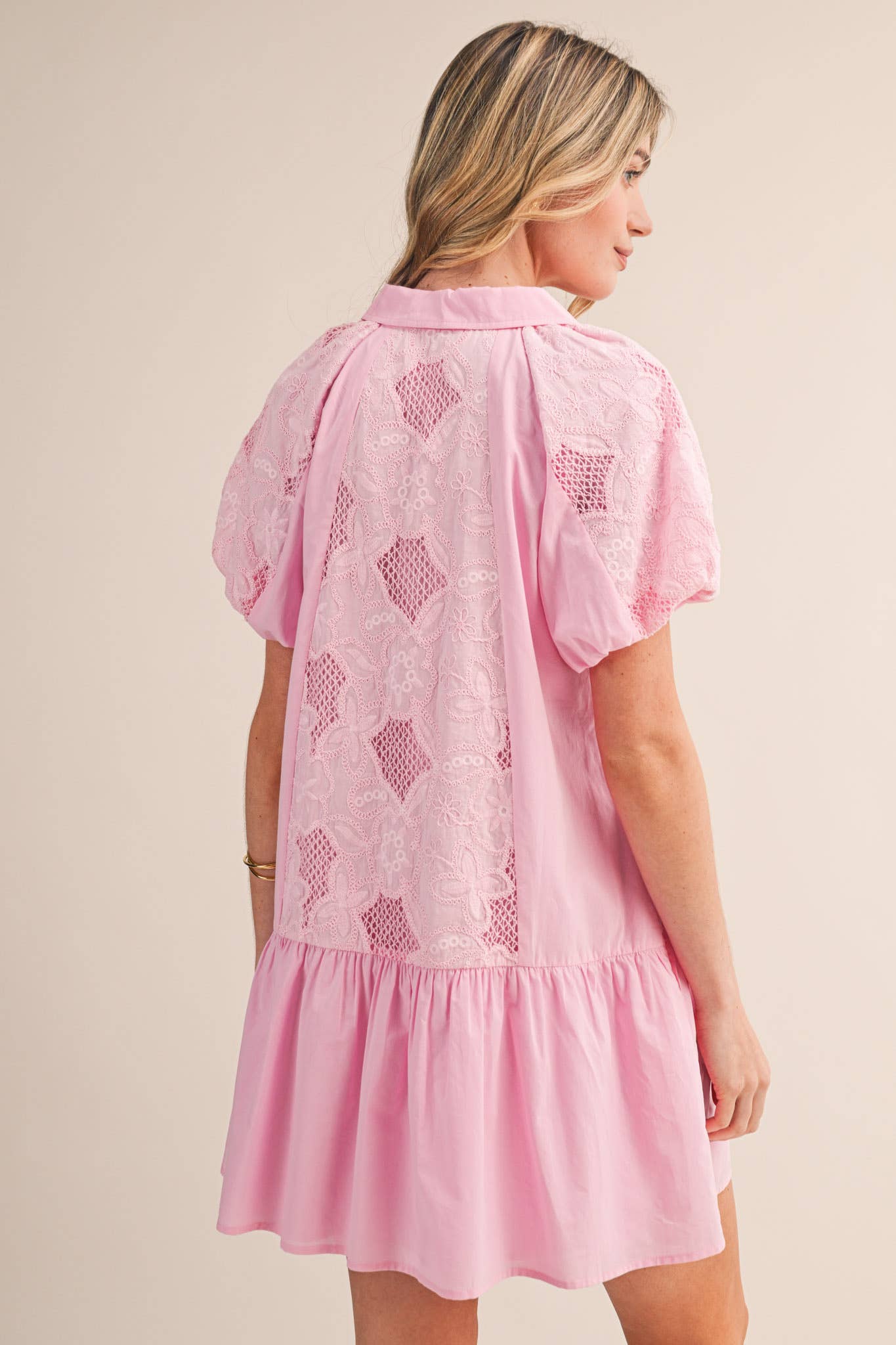 Floral Embroidery Cut-Out Mini Dress
