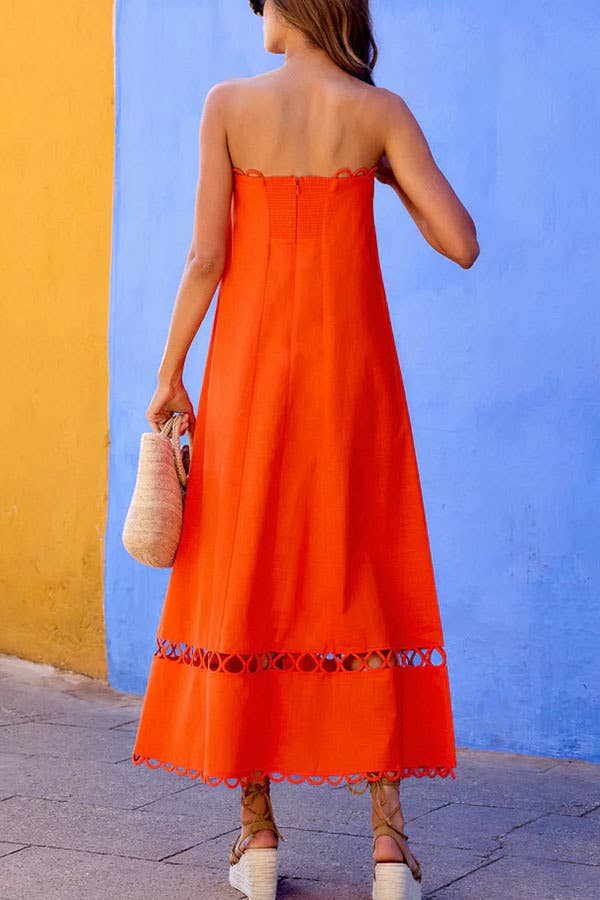 Strapless Dress with Circular Cutout Hem Detail