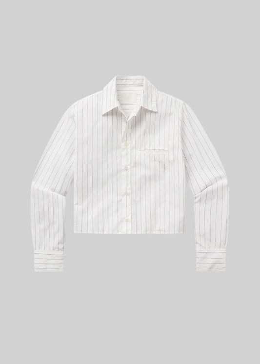 Fino Cropped Shirt - Clove Stripe