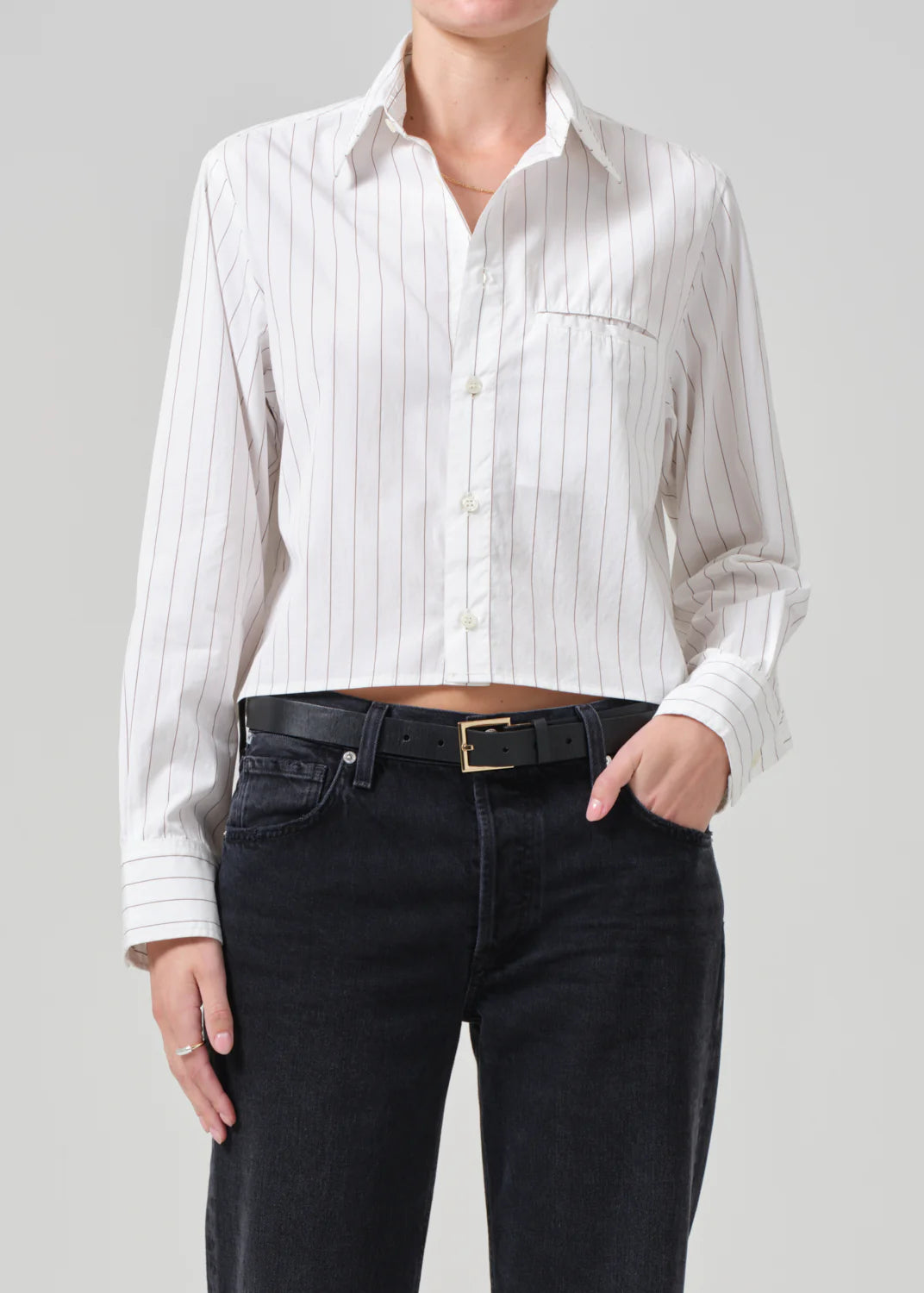 Fino Cropped Shirt - Clove Stripe