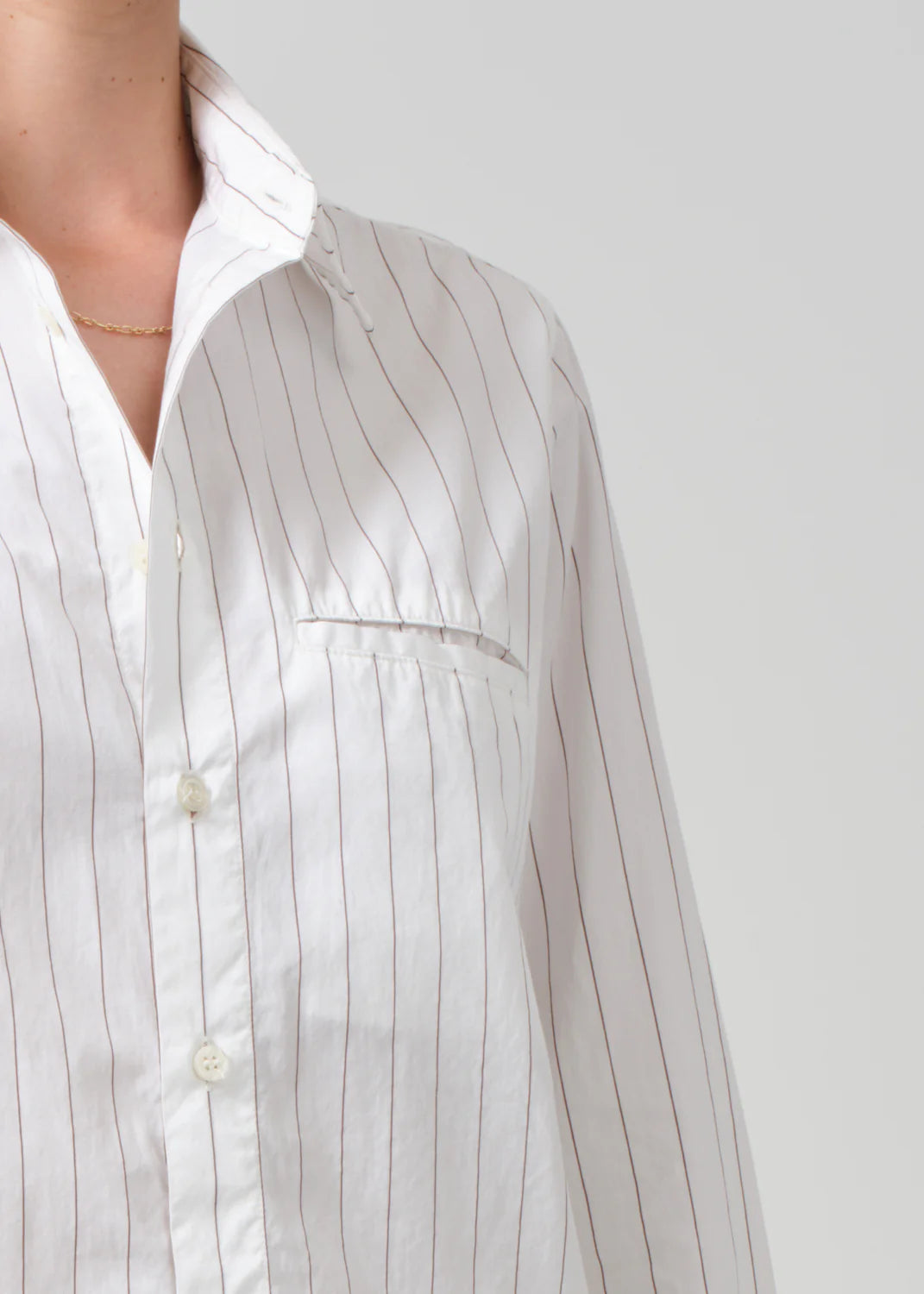 Fino Cropped Shirt - Clove Stripe