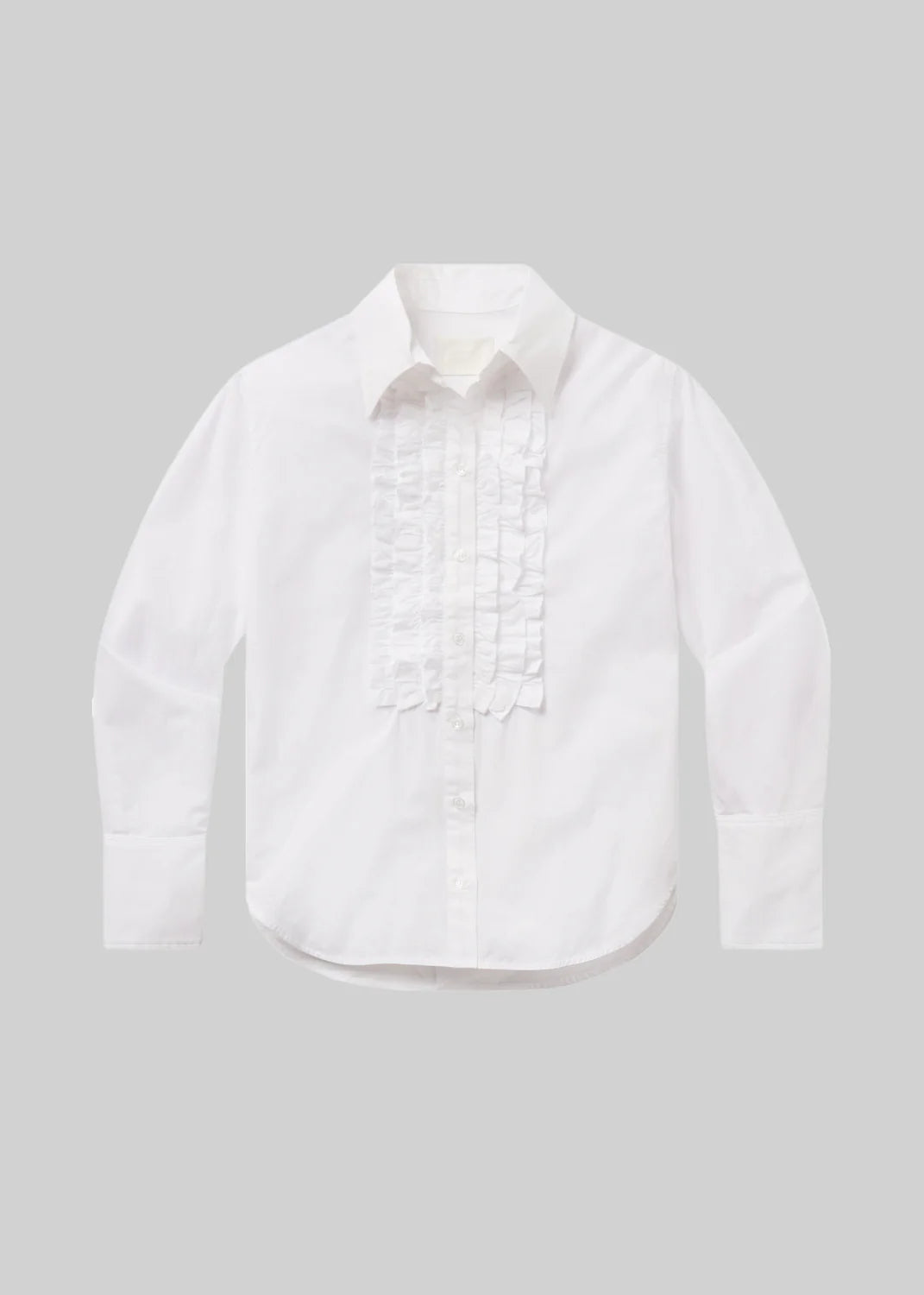 Ruffle Tuxedo Shirt - White