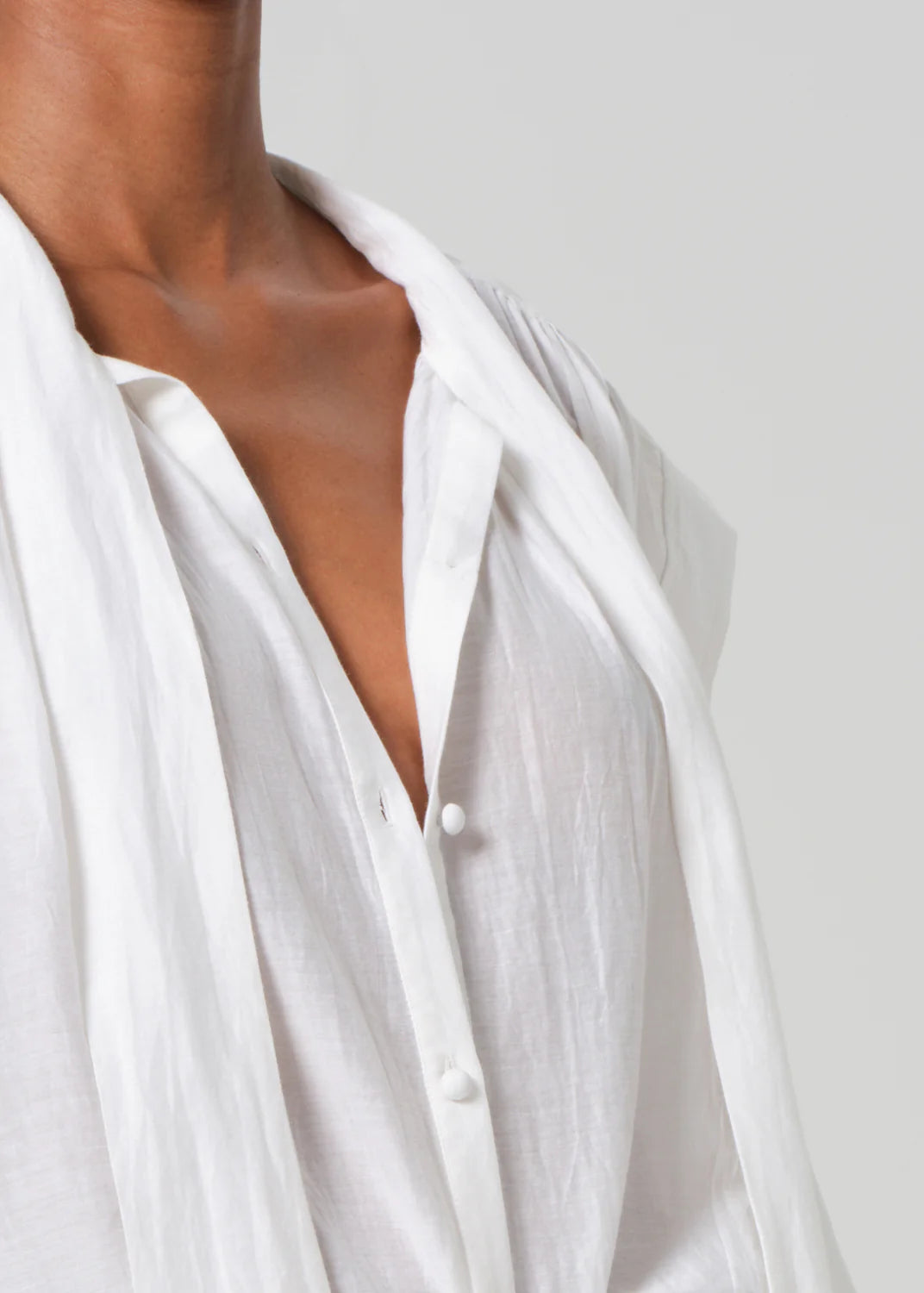 Penny Blouse w/Neck Tie - White