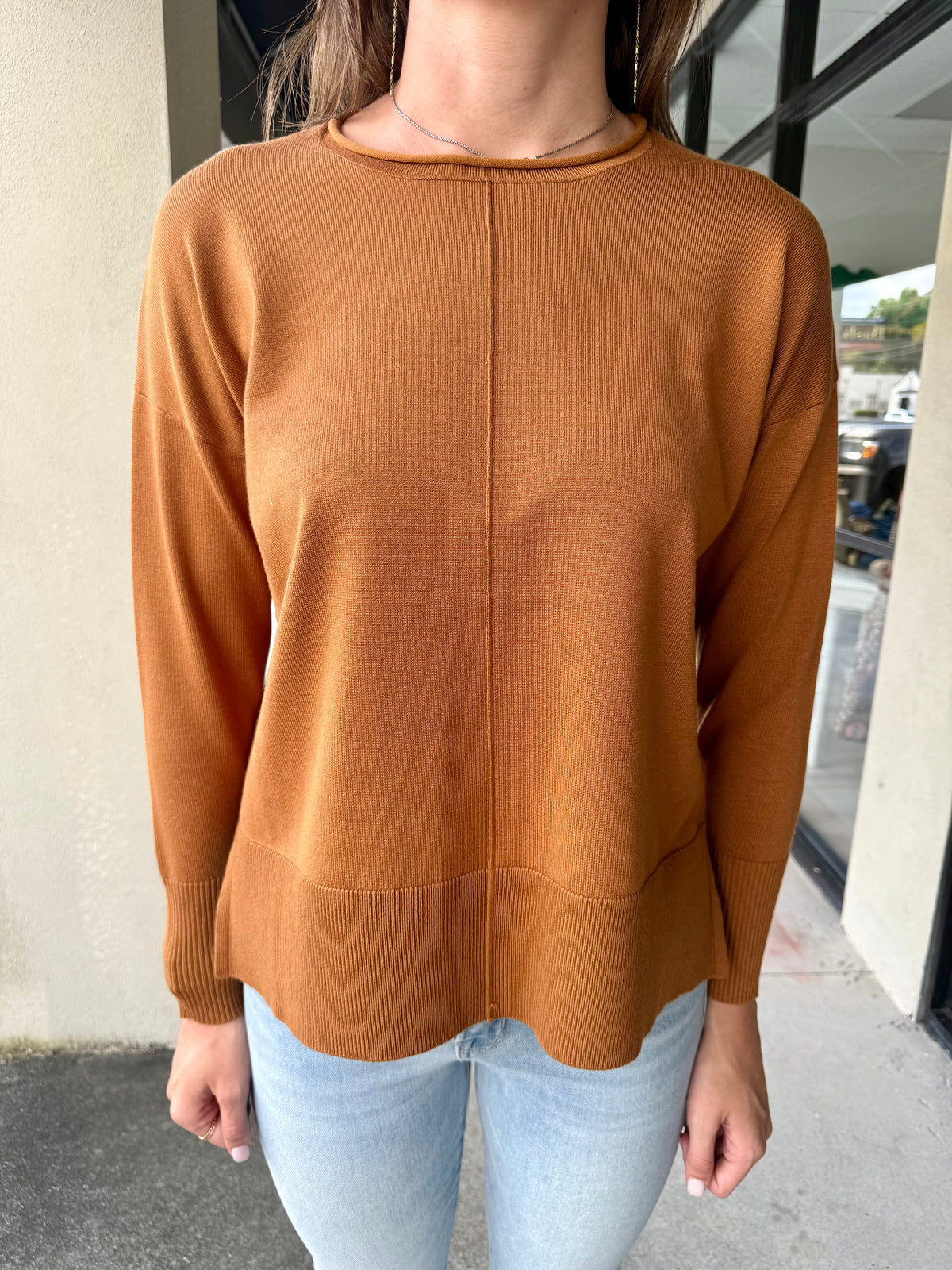 Roll Neck Sweater - Chestnut