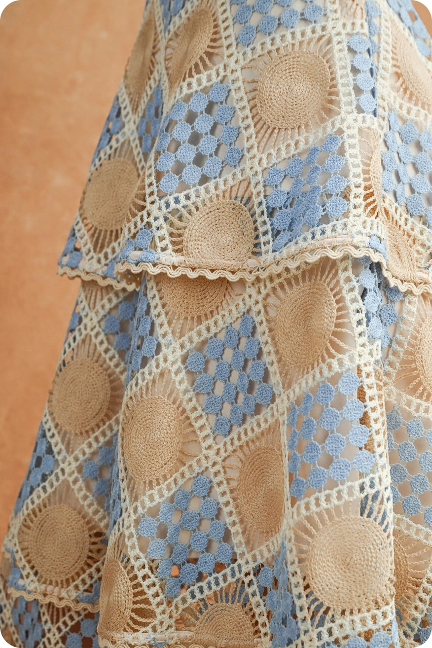Two Tone Crochet Midi Dress