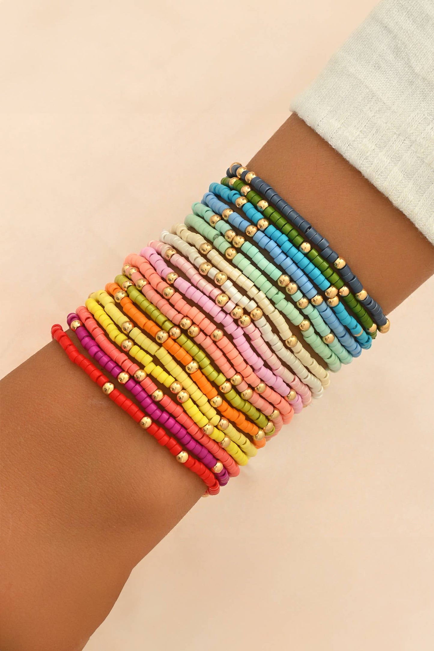Colorful Bead Stretch Bracelet Set | 19pcs