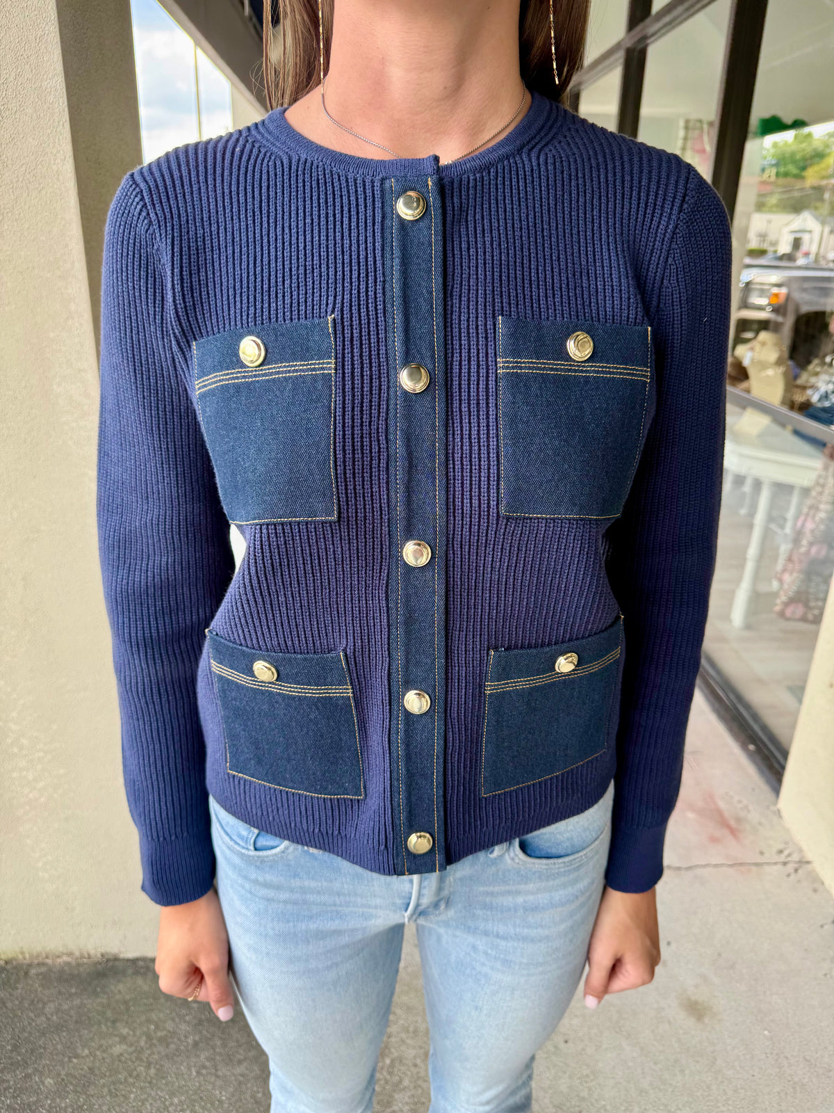 Navy Sweater Jacket