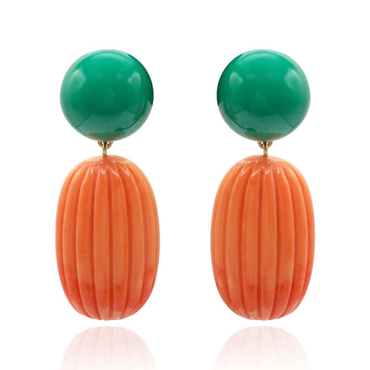 Arabella Jade And Coral Resin Earrings