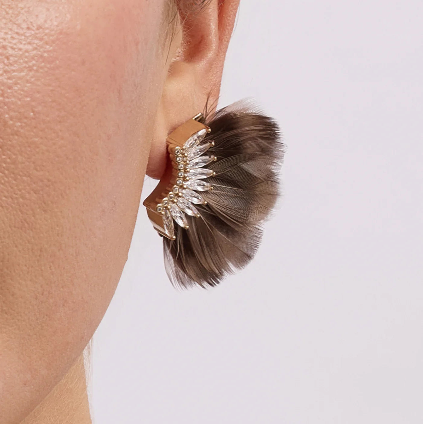 Brown - Luxe Mini Madeline Feather Earrings