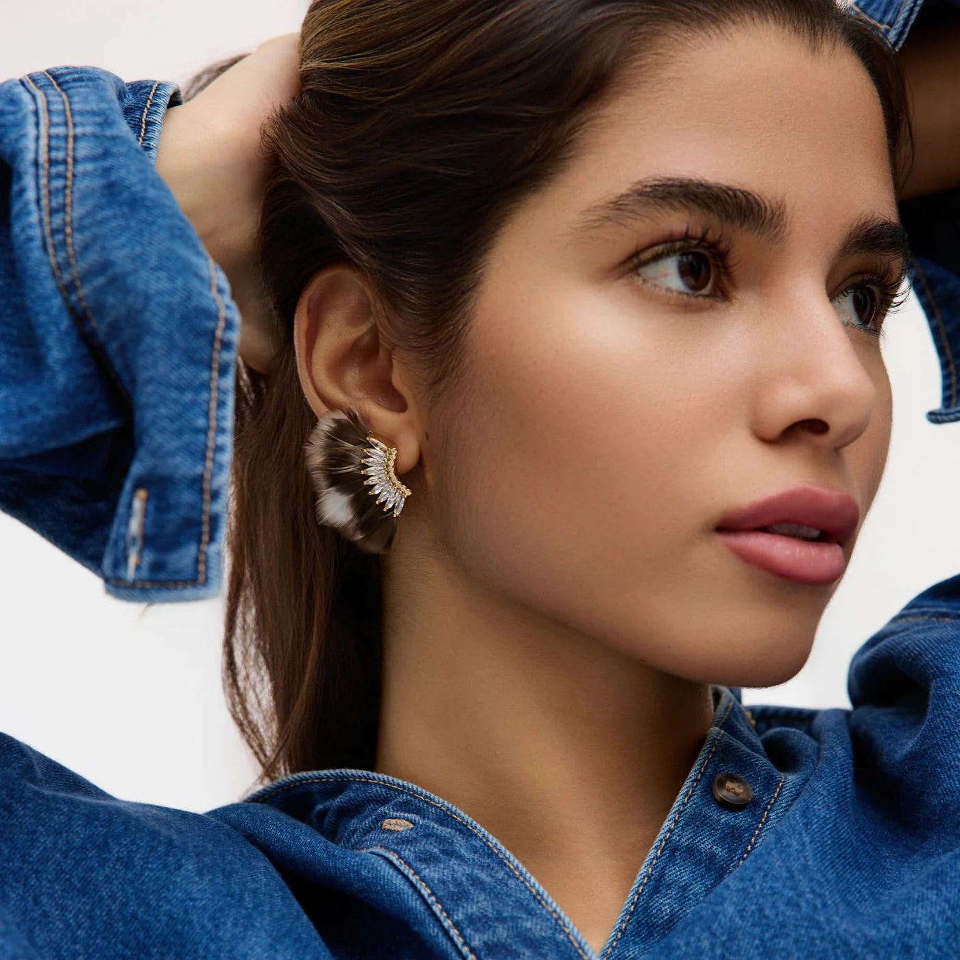 Brown - Luxe Mini Madeline Feather Earrings