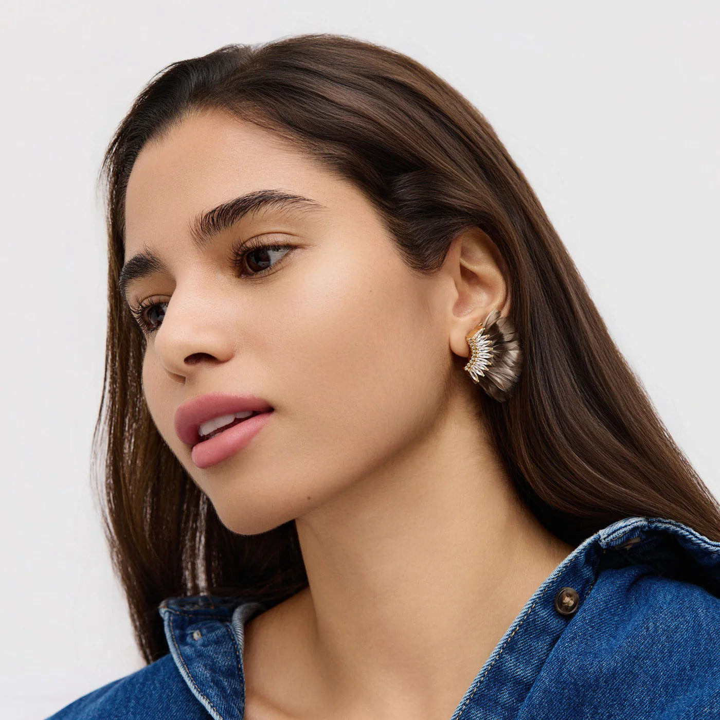 Brown - Luxe Mini Madeline Feather Earrings