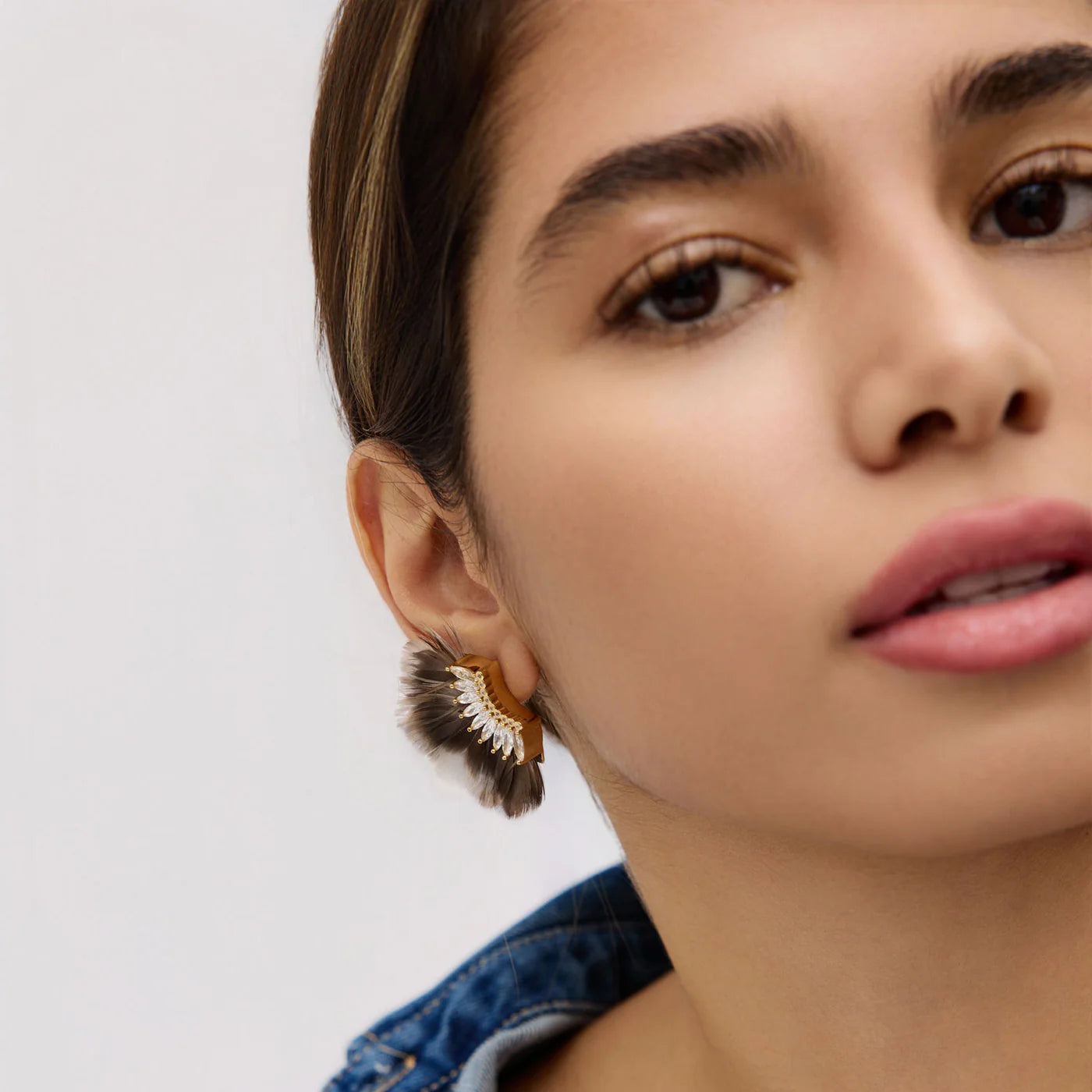 Brown - Luxe Mini Madeline Feather Earrings