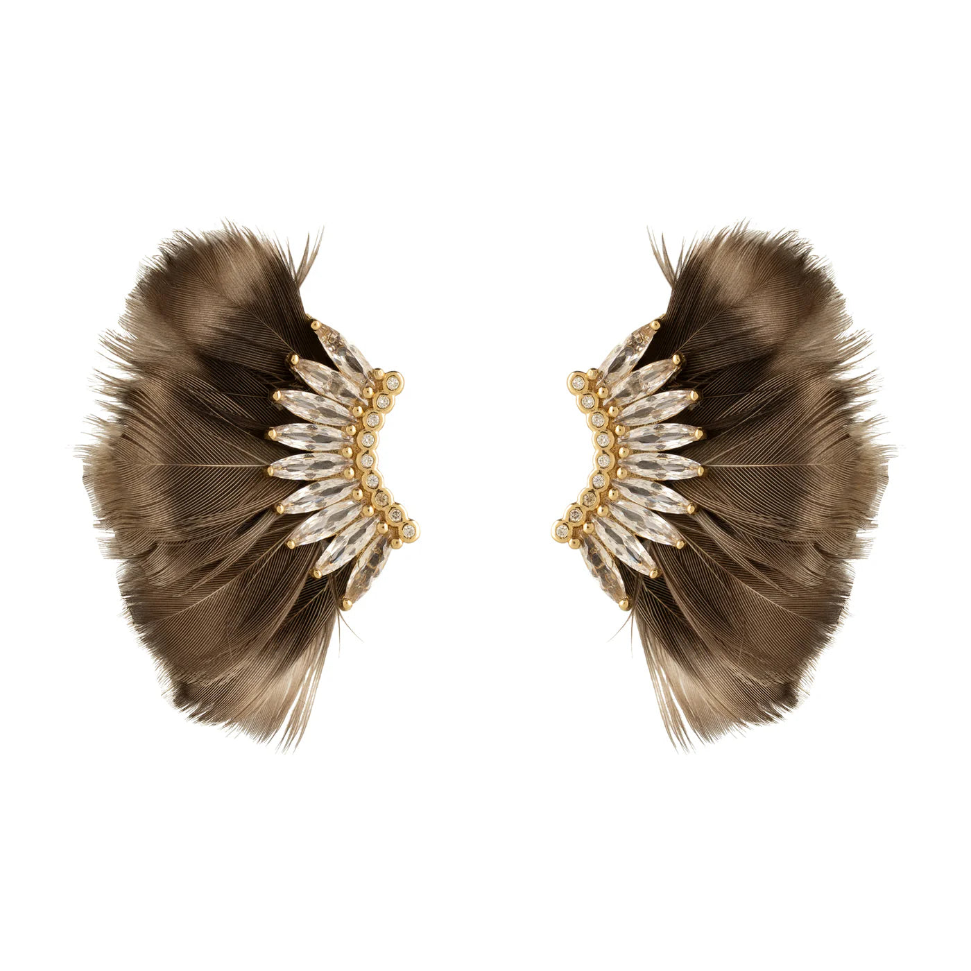 Brown - Luxe Mini Madeline Feather Earrings