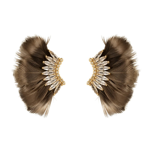 Brown - Luxe Mini Madeline Feather Earrings