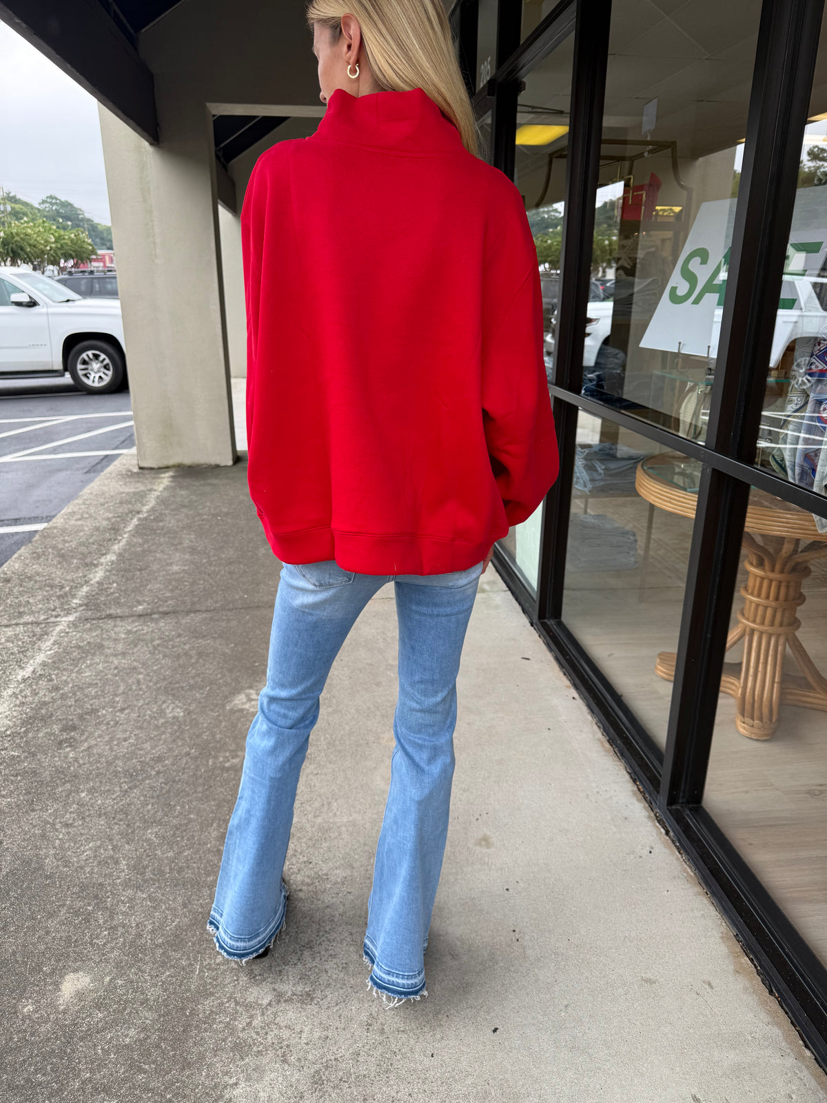 Red Cursive Georgia Mock Neck Sweatshirt