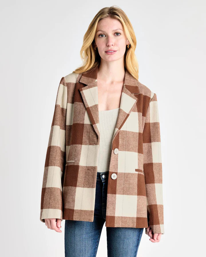 Ricki Plaid Blazer - Cognac