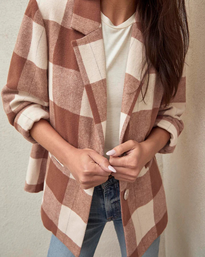 Ricki Plaid Blazer - Cognac