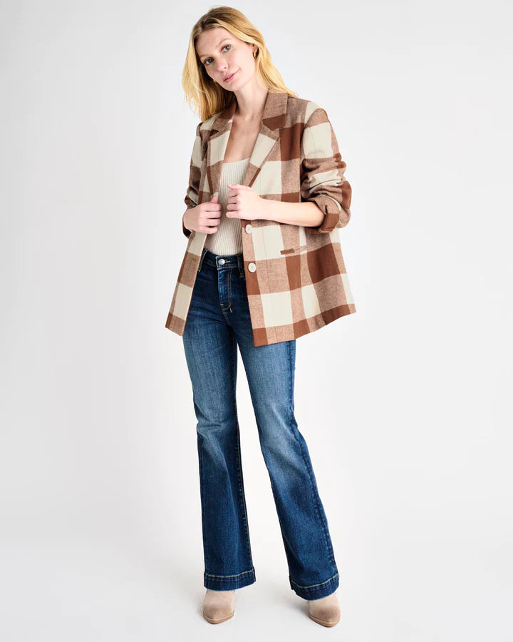 Ricki Plaid Blazer - Cognac