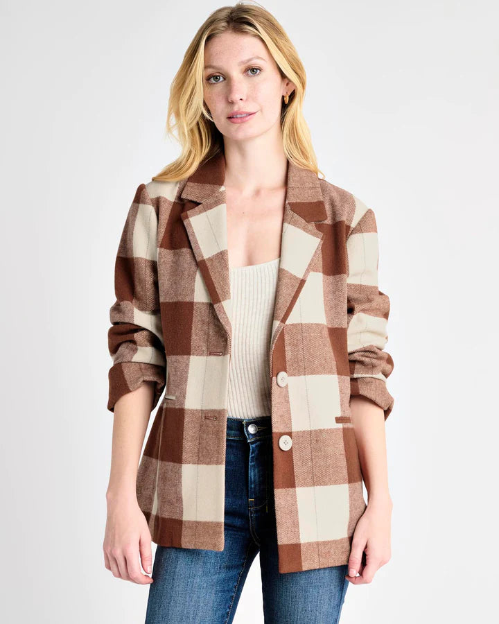 Ricki Plaid Blazer - Cognac