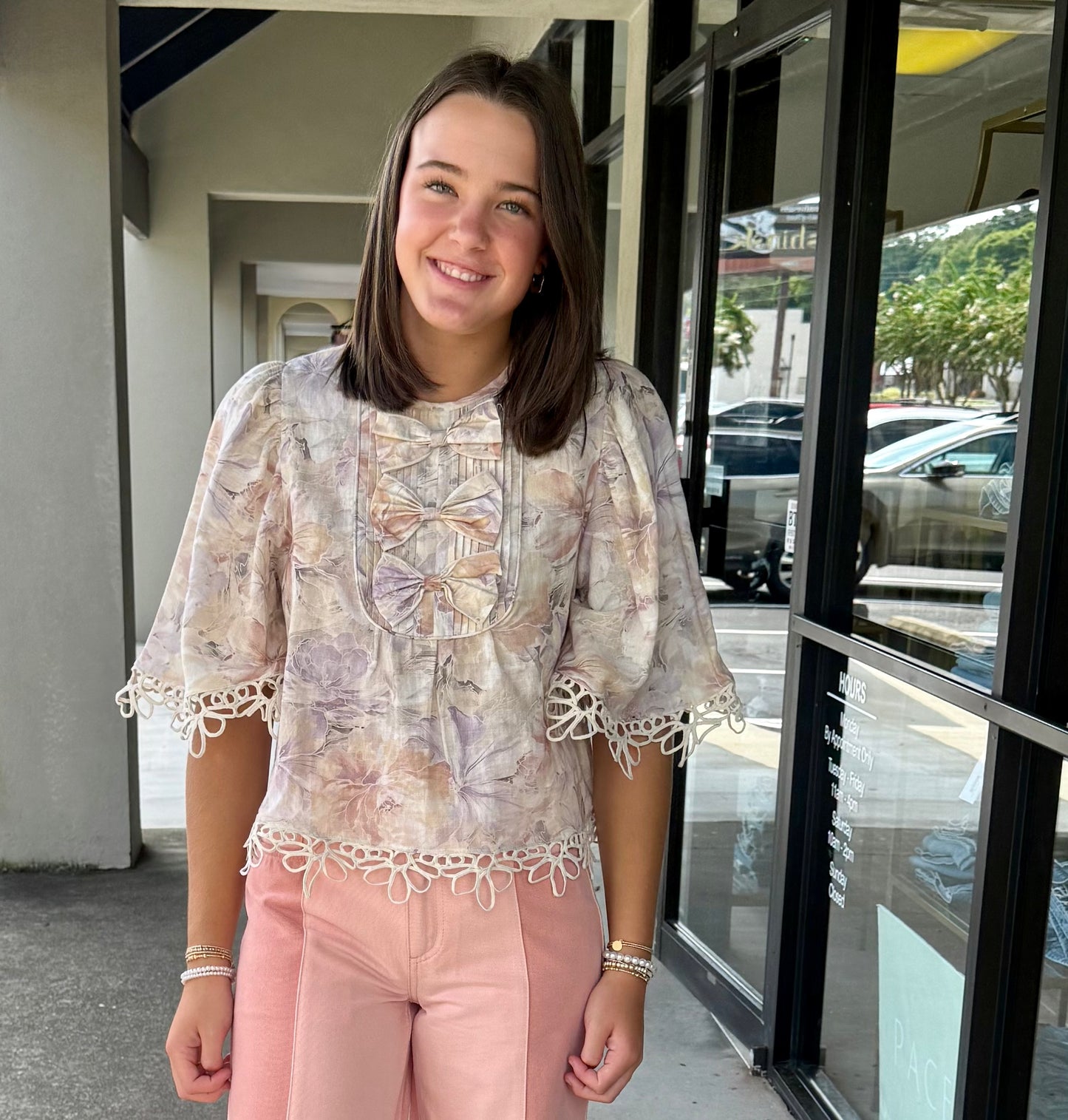 Bow Top - Mauve Floral
