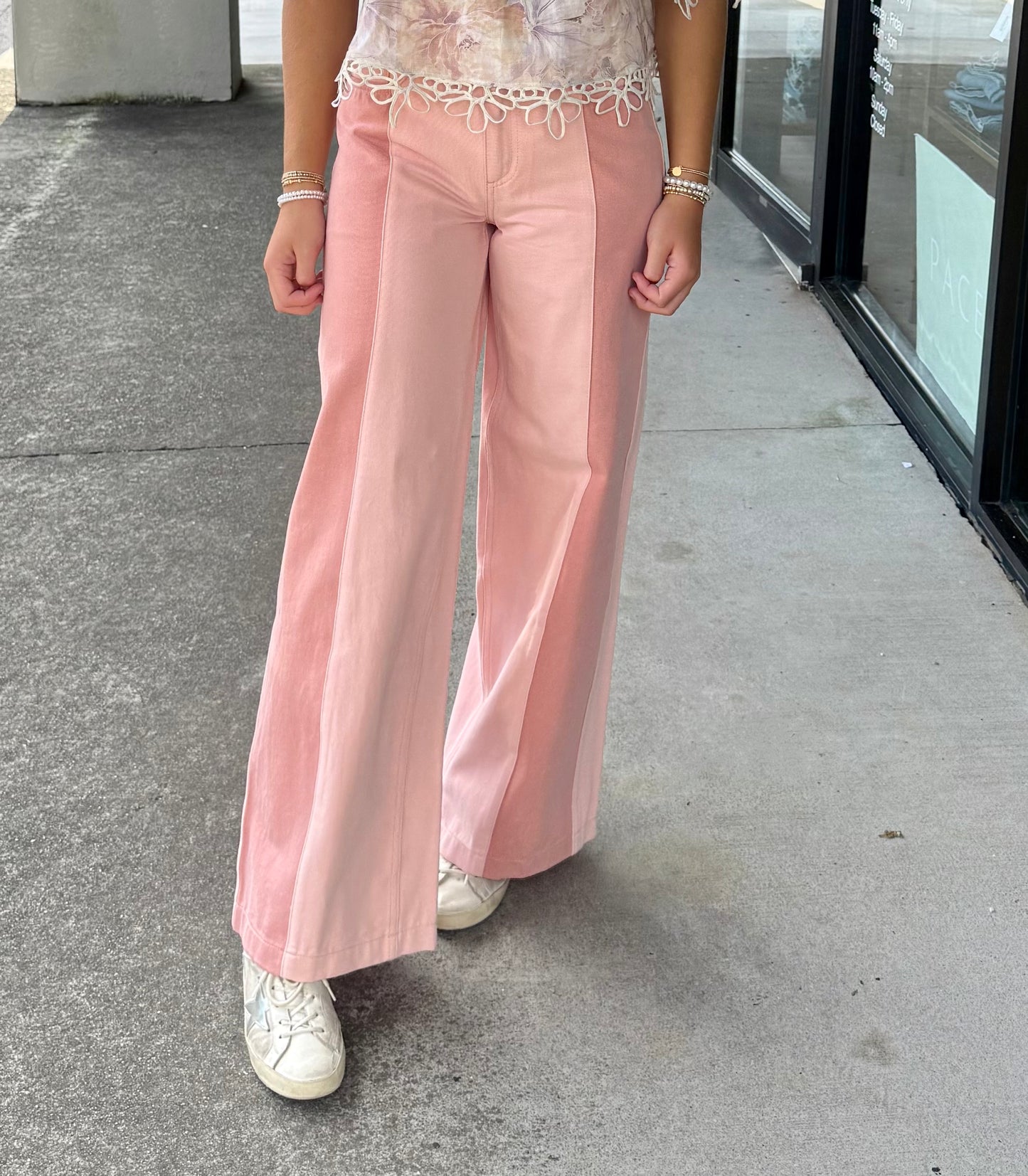 Two Tone Bay Jean - Powder Pink