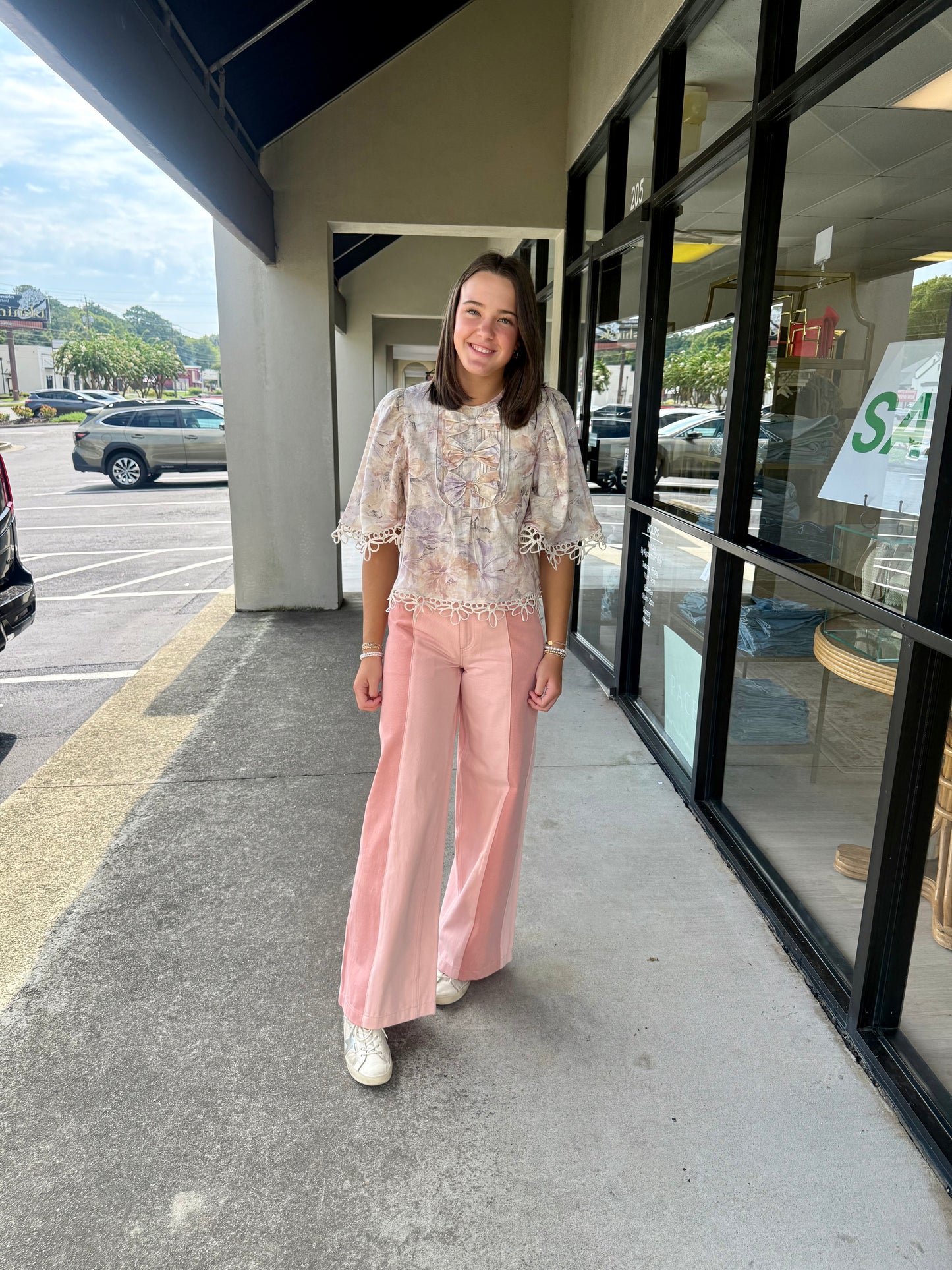 Two Tone Bay Jean - Powder Pink