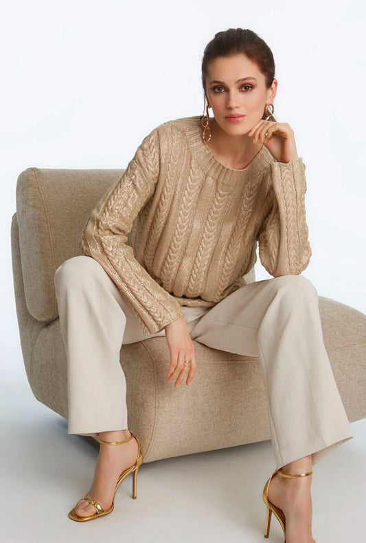 Gold Cable Knit Sweater