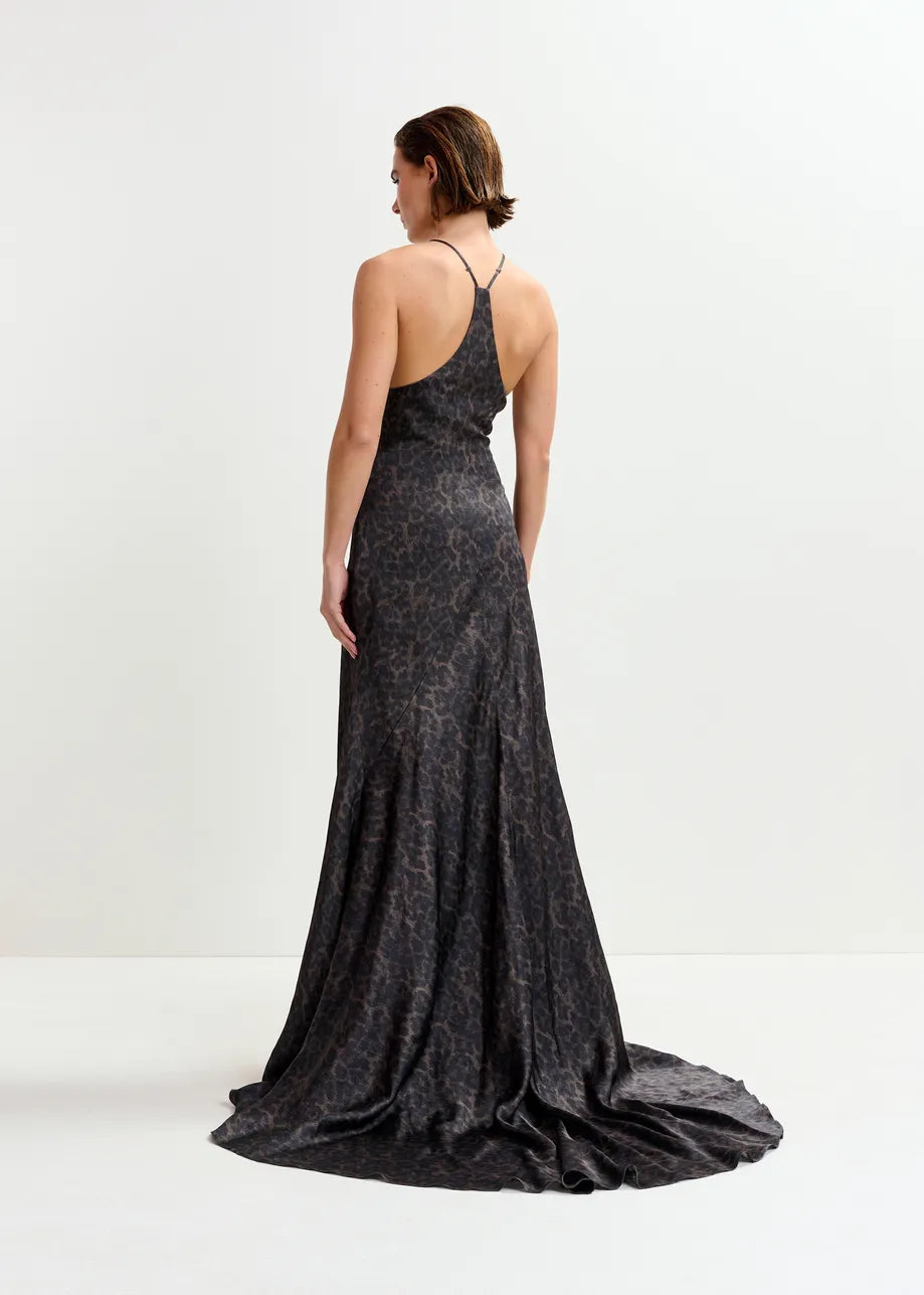 Idont Fitted Maxi Slip - Brown/Black Leopard