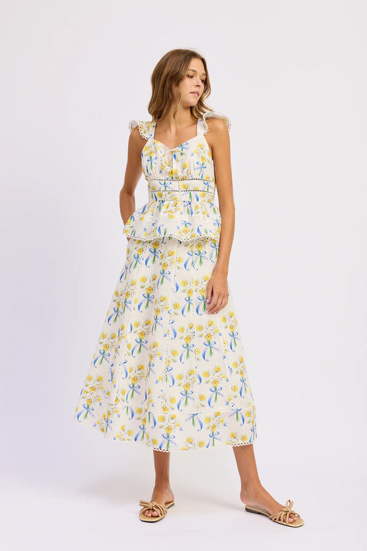 Audrey Skirt - Yellow/Blue/White